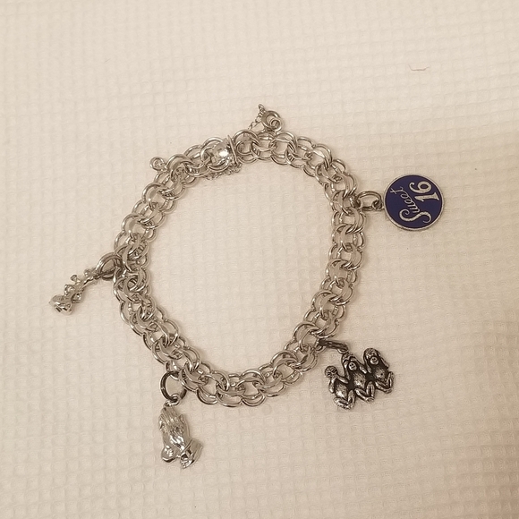 Elco Vintage Sterling Silver Bracelet with 4 Sterling Silver Charms - Picture 2 of 6